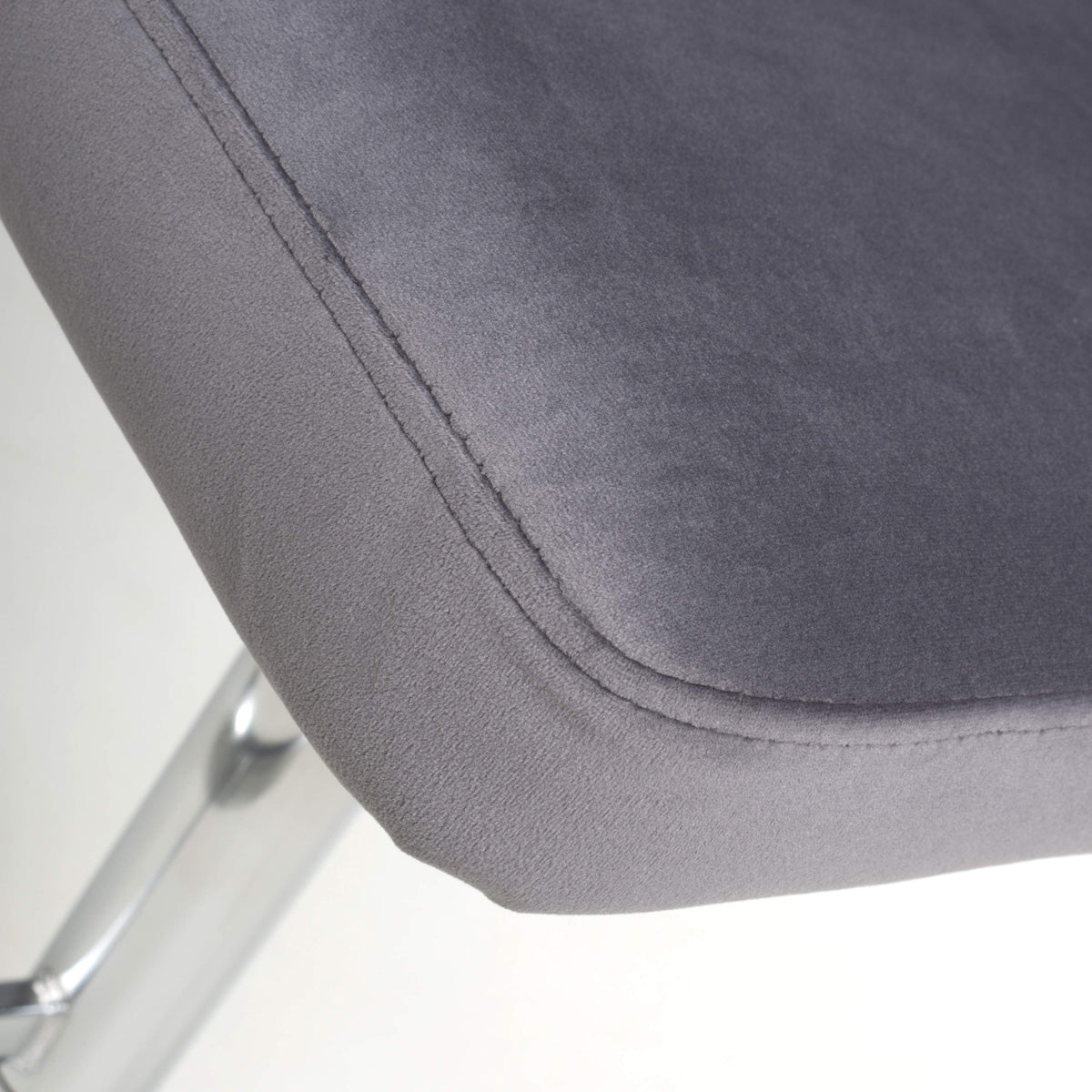 Brushed Velvet Bar Stool With Brushed Stainless Steel Circular Base - Sigma