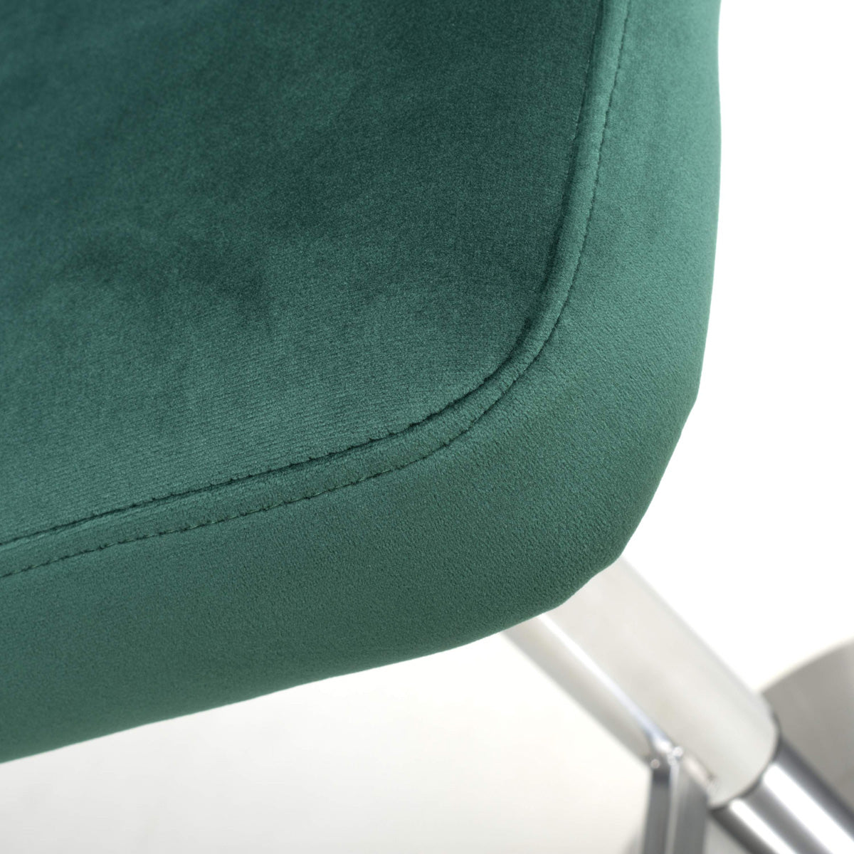 Brushed Velvet Bar Stool With Brushed Stainless Steel Circular Base - Sigma