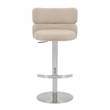 Brushed Velvet Bar Stool With Chrome Metal Base - Mason