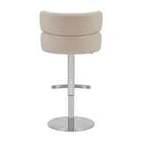 Brushed Velvet Bar Stool With Chrome Metal Base - Mason