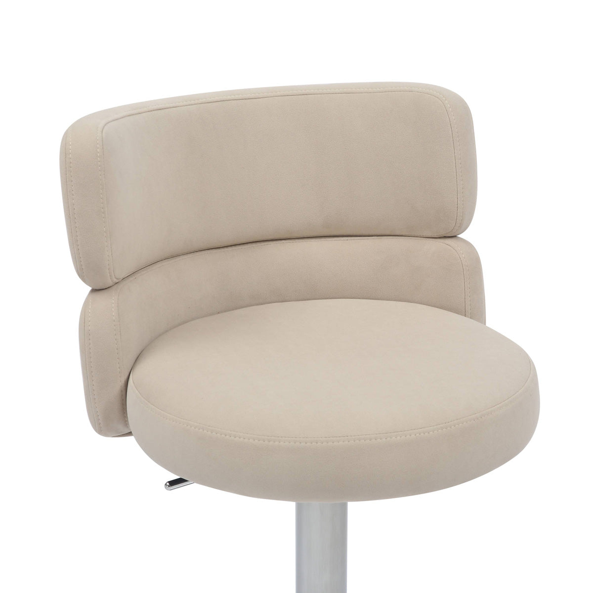 Brushed Velvet Bar Stool With Chrome Metal Base - Mason