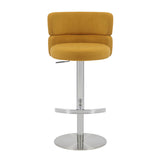 Brushed Velvet Bar Stool With Chrome Metal Base - Mason