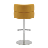 Brushed Velvet Bar Stool With Chrome Metal Base - Mason