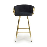 Brushed Velvet Bar Stool With Gold Chrome Metal frame - Volero