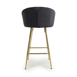 Brushed Velvet Bar Stool With Gold Chrome Metal frame - Volero