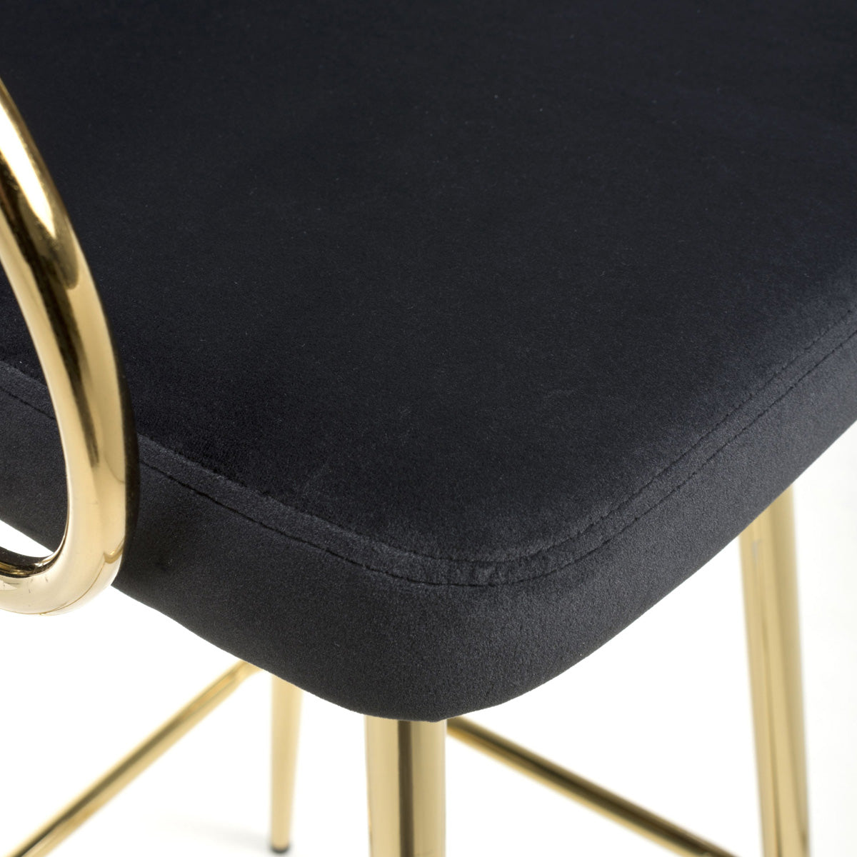Brushed Velvet Bar Stool With Gold Chrome Metal frame - Volero