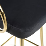 Brushed Velvet Bar Stool With Gold Chrome Metal frame - Volero