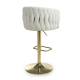 Brushed Velvet Bar Stool With Swivel And Gas Lift Mechanism - Bellaire