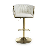 Brushed Velvet Bar Stool With Swivel And Gas Lift Mechanism - Bellaire