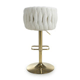 Brushed Velvet Bar Stool With Swivel And Gas Lift Mechanism - Bellaire