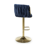 Brushed Velvet Bar Stool With Swivel And Gas Lift Mechanism - Bellaire
