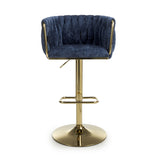 Brushed Velvet Bar Stool With Swivel And Gas Lift Mechanism - Bellaire