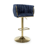 Brushed Velvet Bar Stool With Swivel And Gas Lift Mechanism - Bellaire