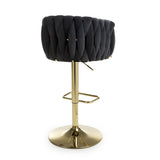 Brushed Velvet Bar Stool With Swivel And Gas Lift Mechanism - Bellaire