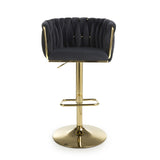 Brushed Velvet Bar Stool With Swivel And Gas Lift Mechanism - Bellaire