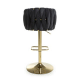 Brushed Velvet Bar Stool With Swivel And Gas Lift Mechanism - Bellaire