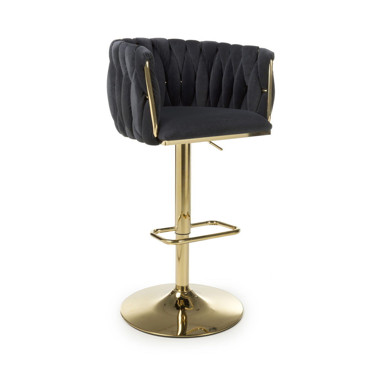 Brushed Velvet Bar Stool With Swivel And Gas Lift Mechanism - Bellaire