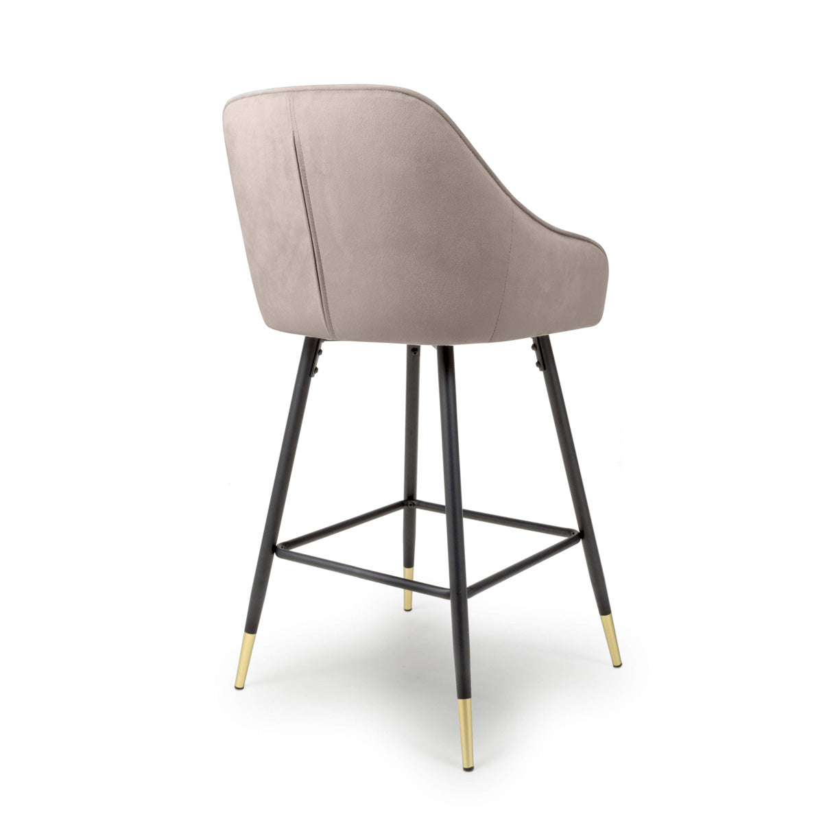 Brushed Velvet Bar Stools in Set Of 2 With Black Metal Tapered Legs - Savanna