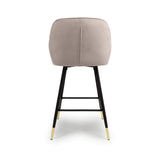Brushed Velvet Bar Stools in Set Of 2 With Black Metal Tapered Legs - Savanna