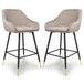Brushed Velvet Bar Stools in Set Of 2 With Black Metal Tapered Legs - Savanna