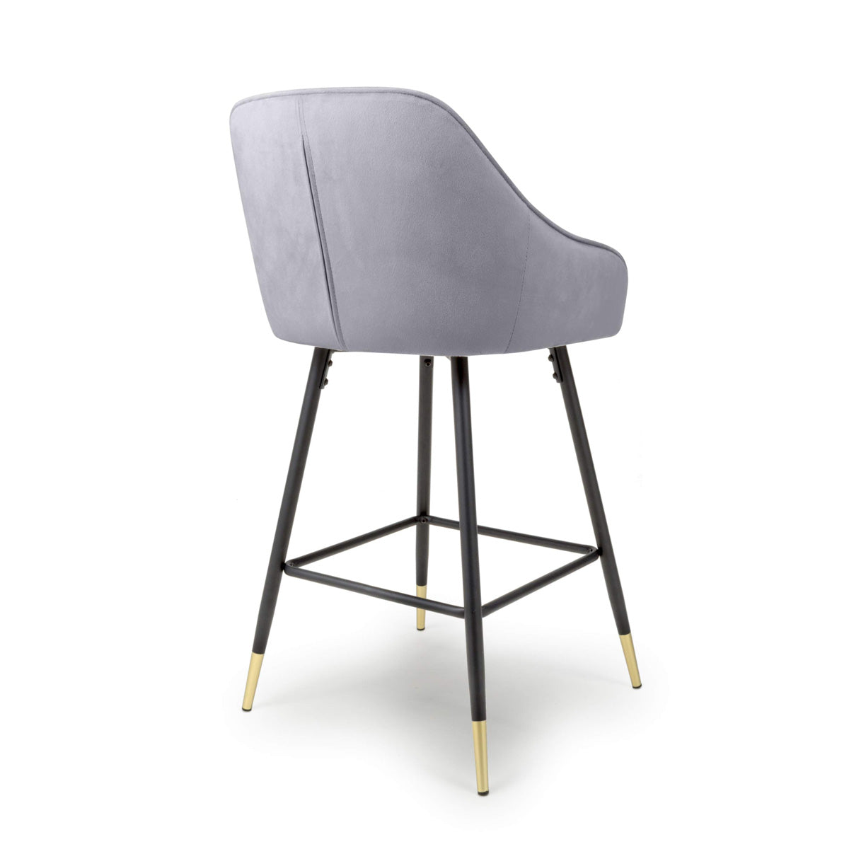 Brushed Velvet Bar Stools in Set Of 2 With Black Metal Tapered Legs - Savanna