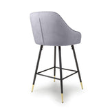 Brushed Velvet Bar Stools in Set Of 2 With Black Metal Tapered Legs - Savanna