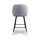 Brushed Velvet Bar Stools in Set Of 2 With Black Metal Tapered Legs - Savanna