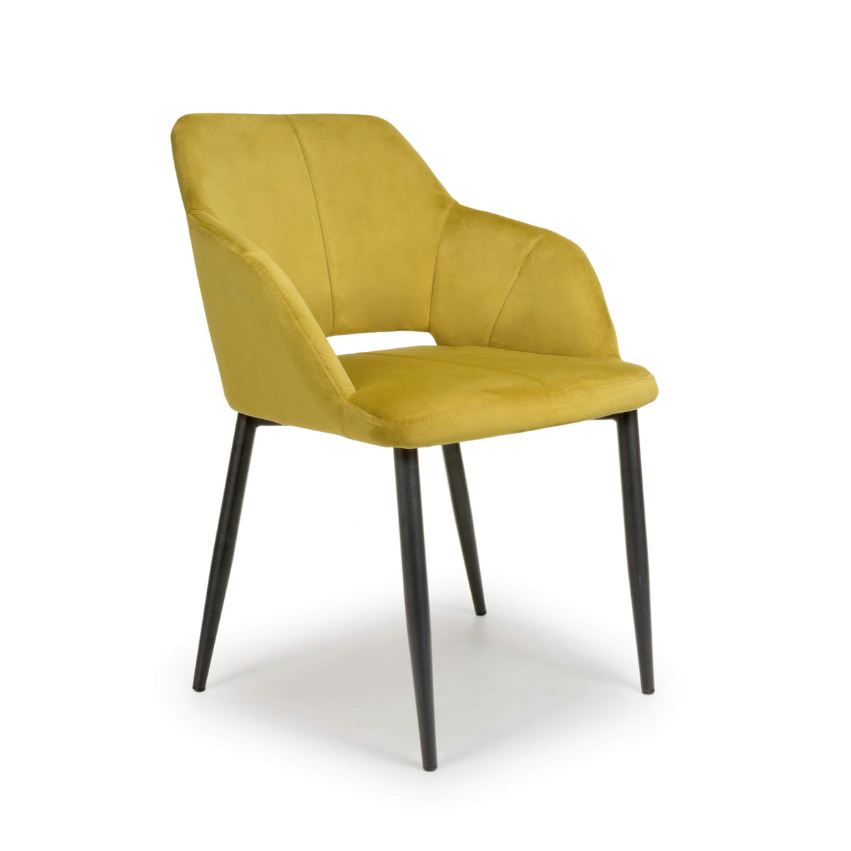 Brushed Velvet Dining Chairs in Set Of 2 With Black Metal Legs - Nero