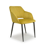 Brushed Velvet Dining Chairs in Set Of 2 With Black Metal Legs - Nero
