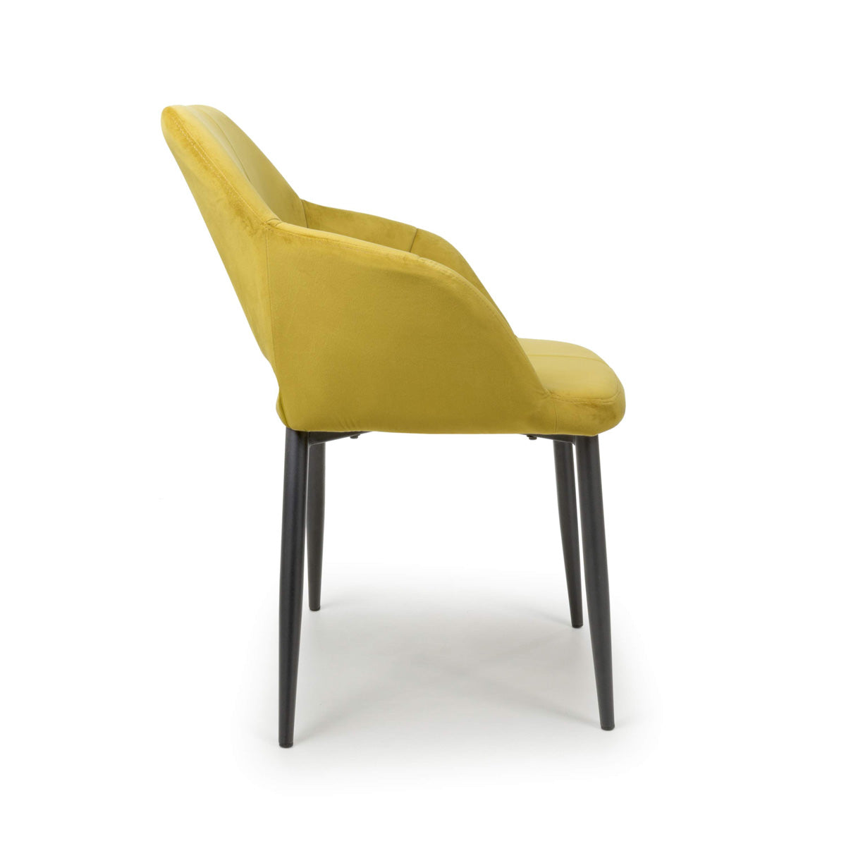 Brushed Velvet Dining Chairs in Set Of 2 With Black Metal Legs - Nero