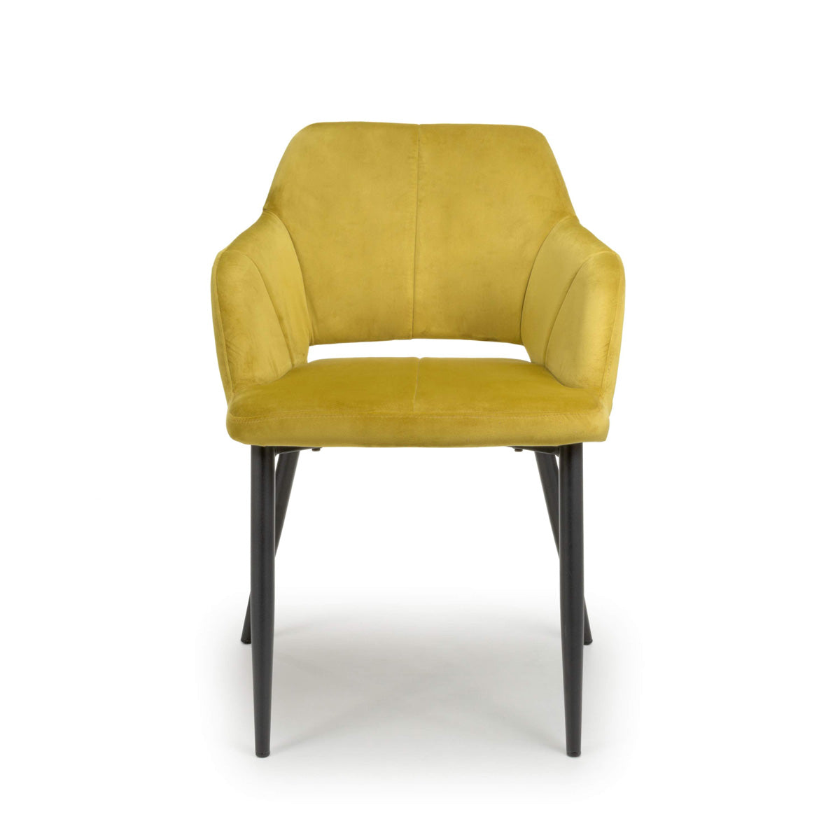 Brushed Velvet Dining Chairs in Set Of 2 With Black Metal Legs - Nero