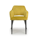 Brushed Velvet Dining Chairs in Set Of 2 With Black Metal Legs - Nero