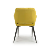 Brushed Velvet Dining Chairs in Set Of 2 With Black Metal Legs - Nero
