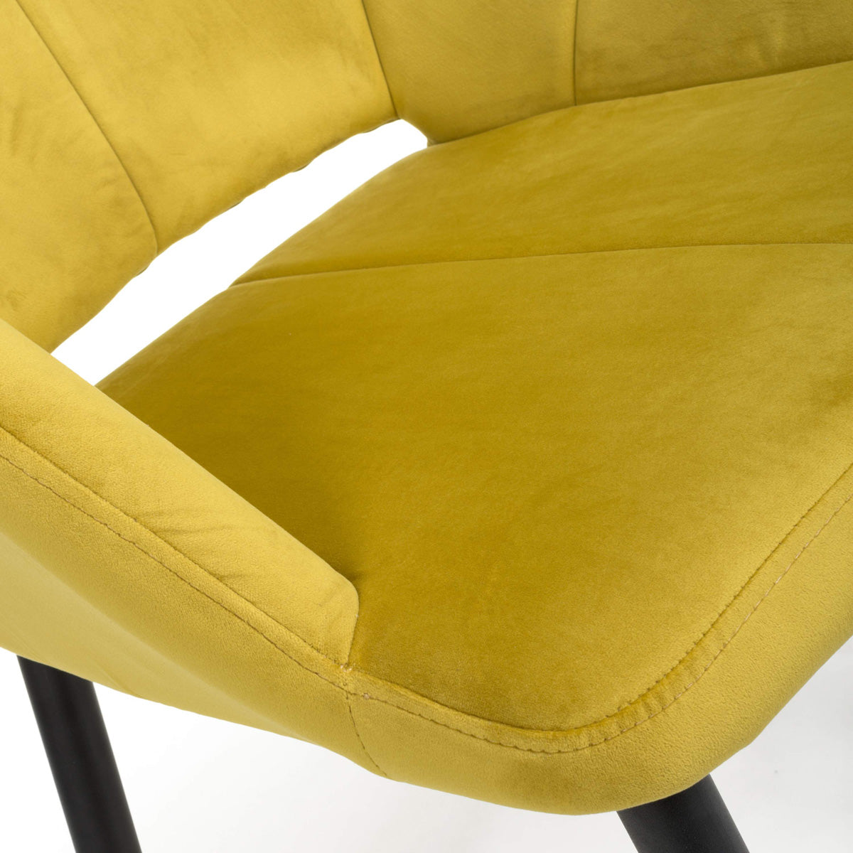 Brushed Velvet Dining Chairs in Set Of 2 With Black Metal Legs - Nero