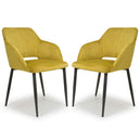 Brushed Velvet Dining Chairs in Set Of 2 With Black Metal Legs - Nero