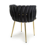 Brushed Velvet Dining Chairs in Set Of 2 With Gold Metal Frame - Ontario
