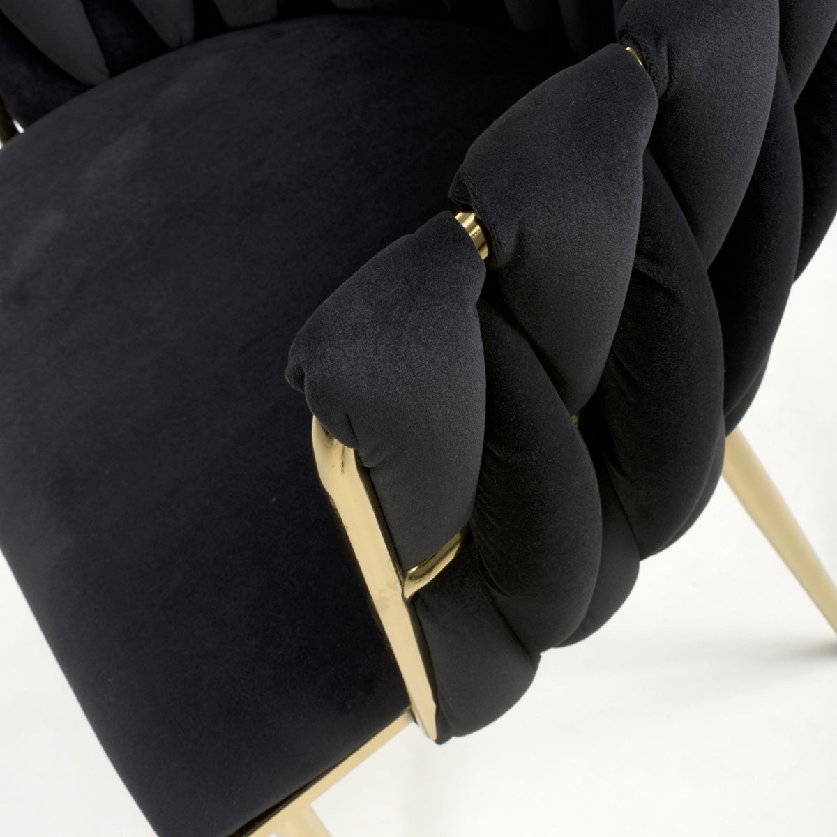 Brushed Velvet Dining Chairs in Set Of 2 With Gold Metal Frame - Ontario