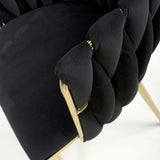 Brushed Velvet Dining Chairs in Set Of 2 With Gold Metal Frame - Ontario