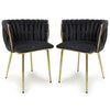 Brushed Velvet Dining Chairs in Set Of 2 With Gold Metal Frame - Ontario
