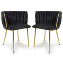 Brushed Velvet Dining Chairs in Set Of 2 With Gold Metal Frame - Ontario