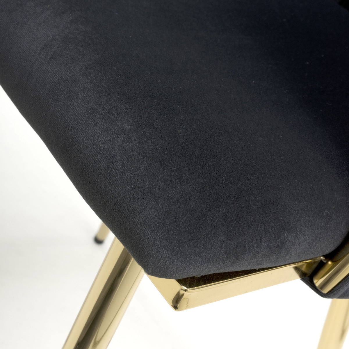 Brushed Velvet Dining Chairs in Set Of 2 With Gold Metal Frame - Ontario