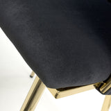 Brushed Velvet Dining Chairs in Set Of 2 With Gold Metal Frame - Ontario