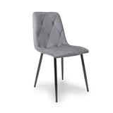 Brushed Velvet Dining Chairs in Set Of 4 With Black Metal Legs - Vernon