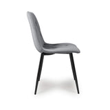 Brushed Velvet Dining Chairs in Set Of 4 With Black Metal Legs - Vernon