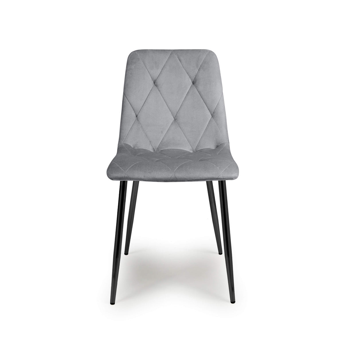 Brushed Velvet Dining Chairs in Set Of 4 With Black Metal Legs - Vernon