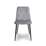 Brushed Velvet Dining Chairs in Set Of 4 With Black Metal Legs - Vernon