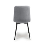 Brushed Velvet Dining Chairs in Set Of 4 With Black Metal Legs - Vernon