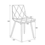Brushed Velvet Dining Chairs in Set Of 4 With Black Metal Legs - Vernon