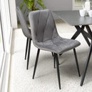 Brushed Velvet Dining Chairs in Set Of 4 With Black Metal Legs - Vernon