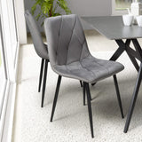 Brushed Velvet Dining Chairs in Set Of 4 With Black Metal Legs - Vernon